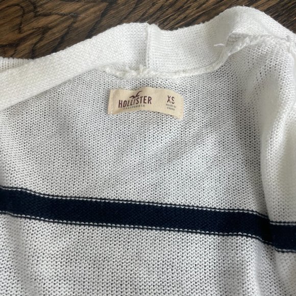 Hollister button-up cardigan, breton stripe blue and white Y2K, size XS - Picture 2 of 7